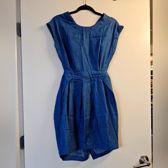 Denim Mini Dress w/ Cut Out Back - Picture 1 of 2